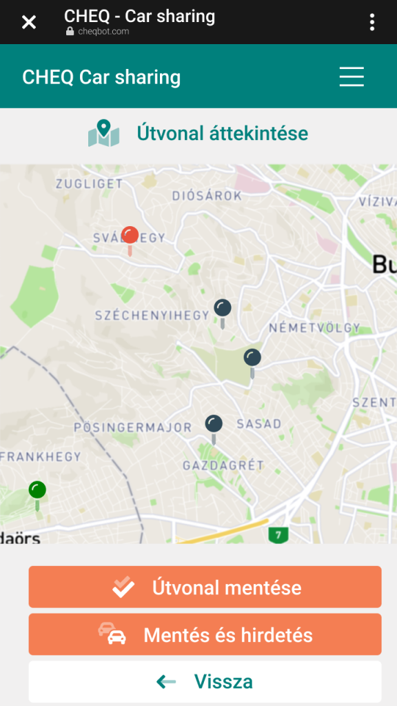 CHEQ – firmowa aplikacja do komunikacji wewnętrznej – rozszerzenie do wspólnych dojazdów, funkcje kierowcy: edycja trasy