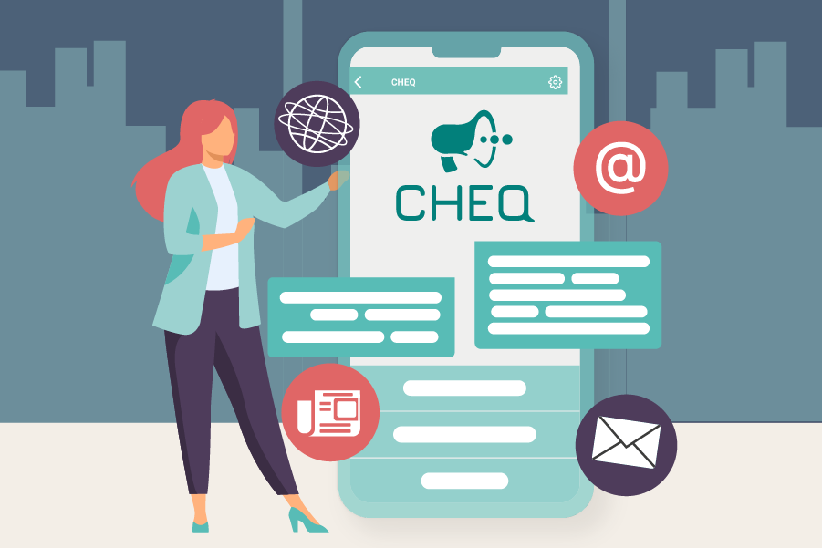 CHEQ, mint a vállalati belső kommunikációs eszközeinek egyike.